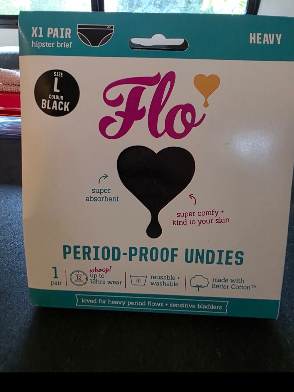 Women’s Period-Proof Hipster Briefs - Black (Size L)